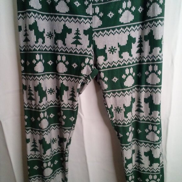 Lularoe Leggings Women Tall Curvy Plus Christmas Dogs Scottie Green White - Picture 4 of 13
